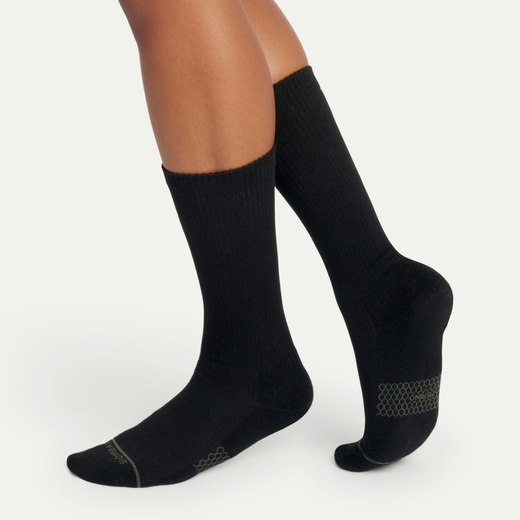 Women's Merino Wool Blend Modern Rib Calf Socks - Image 2