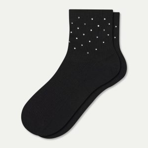 Women’s Rhinestone Rib Quarter Socks