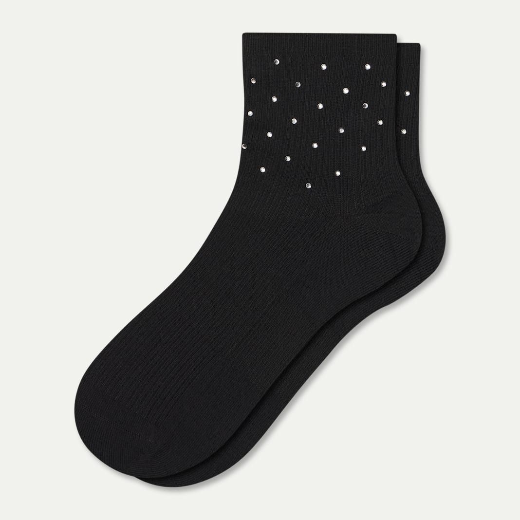 Women’s Rhinestone Rib Quarter Socks