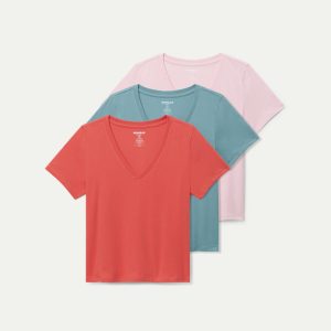 Women's Pima Cotton V-Neck T-Shirt 3-Pack