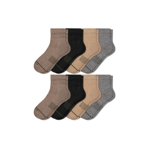 Men's Merino Wool Blend Modern Rib Quarter Sock 8-Pack